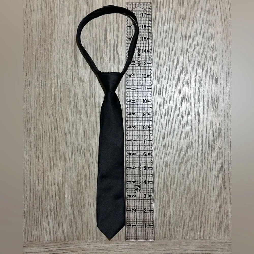 Black N Bianco Slim Black Neck Tie - Classic Solid (2” wide)